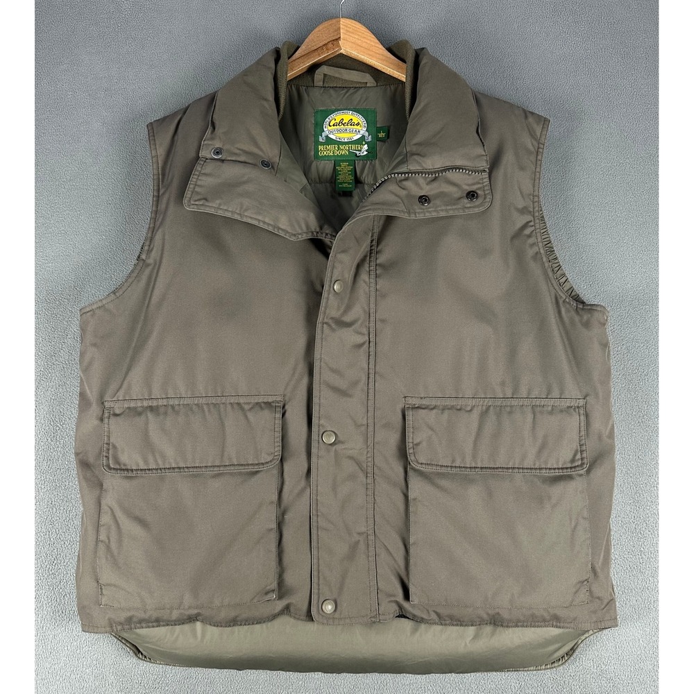 Cabelas Puffer Vest Large Brown Premier Northern Goose Down 550 Fill Hunting
